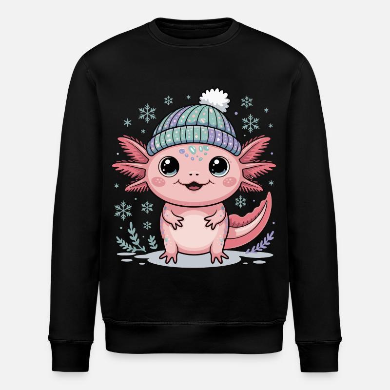 Axolotl mit Strickmütze - Stanley/Stella Unisex Bio-Sweatshirt ROLLER - Schwarz