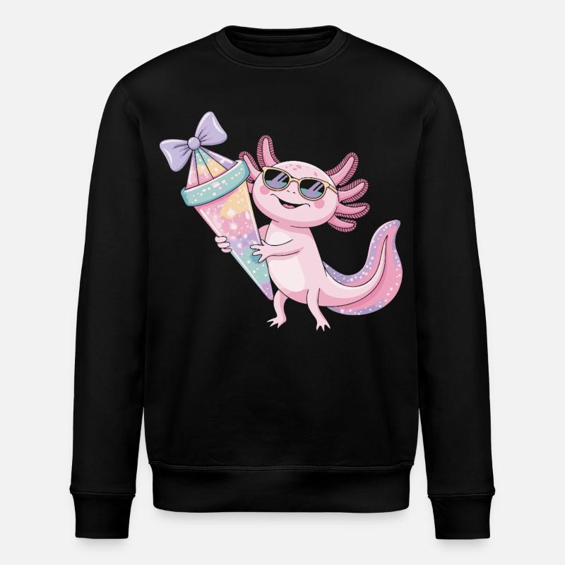 Pink Axolotl Eiscreme Party - Stanley/Stella ROLLER Unisex Organic Sweatshirt - black