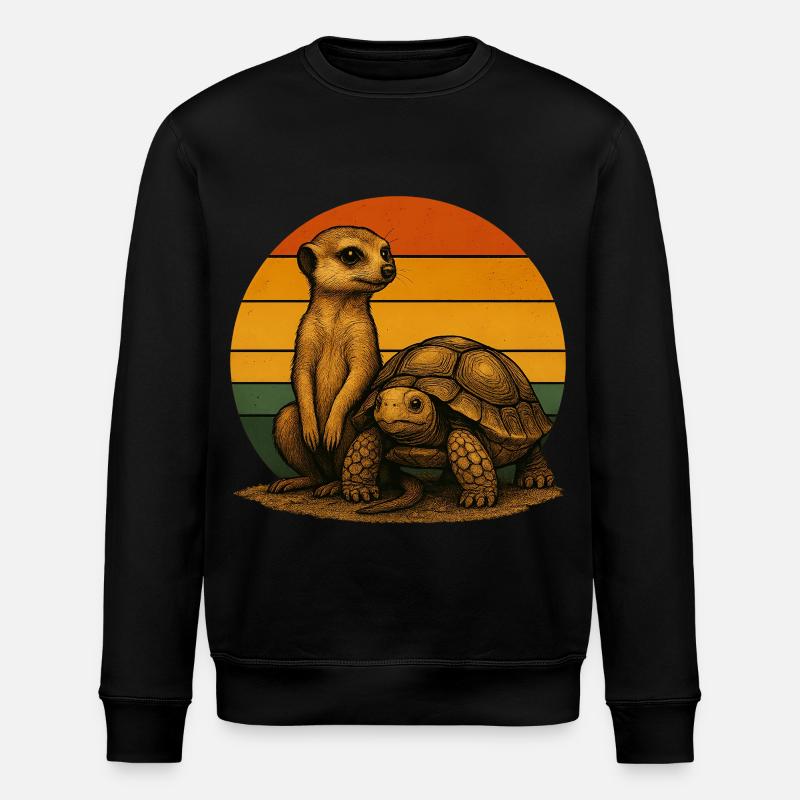 Erdmännchen Schildkröte Retro Tierfreunde - Stanley/Stella Unisex Bio-Sweatshirt ROLLER - Schwarz