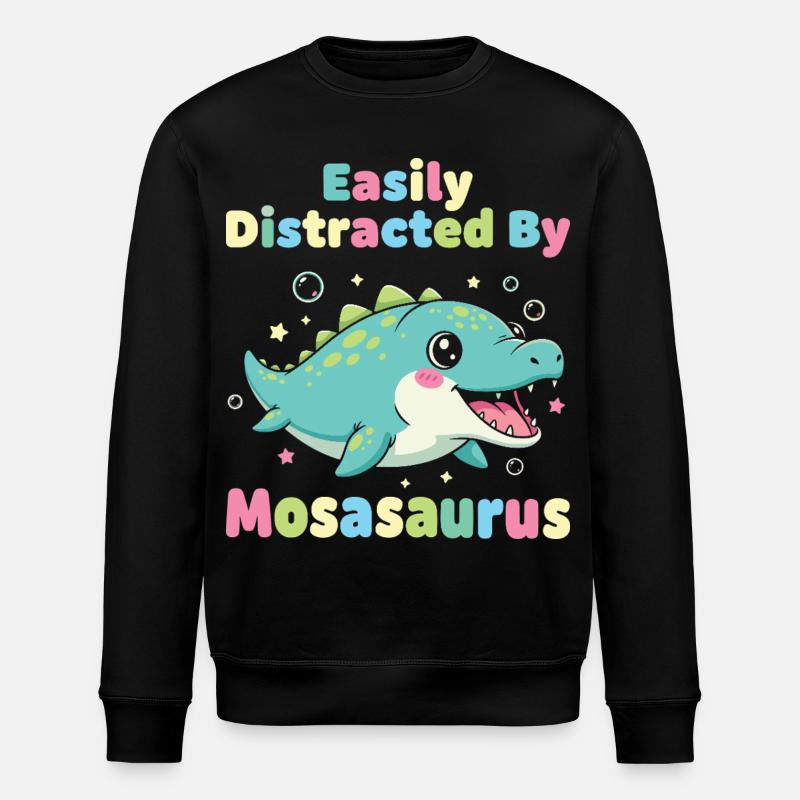 Kawaii Easily Distracted By Mosasaurus - Stanley/Stella ROLLER Unisex Organic Sweatshirt - black