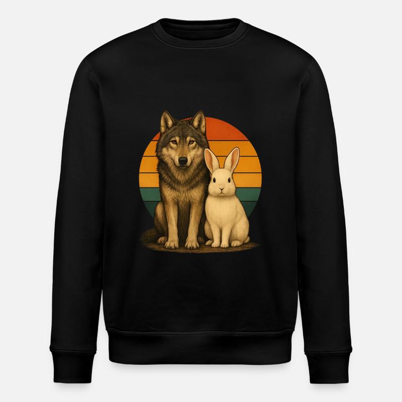 Wolf Rabbit Amoureux des animaux rétro - Sweat bio ROLLER Stanley/Stella Unisexe - noir