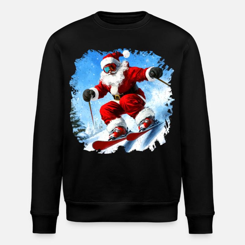 Weihnachten Skifahrer - Stanley/Stella Unisex Bio-Sweatshirt ROLLER - Schwarz