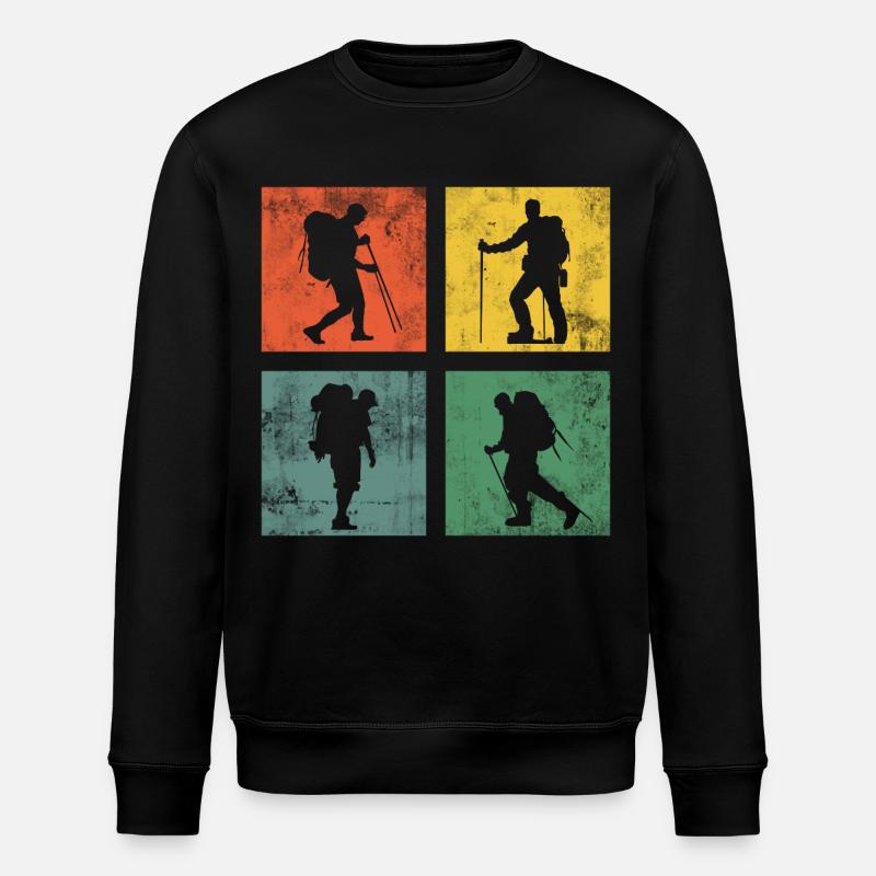 Wandern Wanderung Berge Retro - Stanley/Stella Unisex Bio-Sweatshirt ROLLER - Schwarz