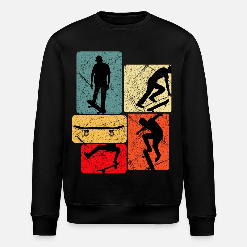 Skateboard Silhouetten Collage - Stanley/Stella Unisex Bio-Sweatshirt ROLLER - Schwarz