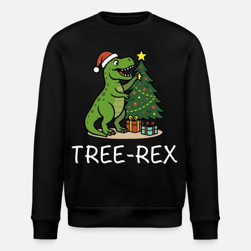 Tree-Rex – Dino Christmas Motif T-Rex - Stanley/Stella ROLLER Unisex Organic Sweatshirt - black