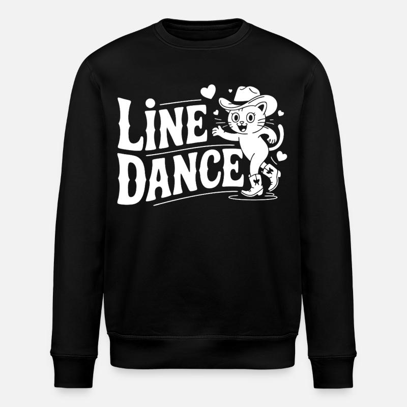Line Dance Cat Silhouette - Stanley/Stella ROLLER Unisex Organic Sweatshirt - black
