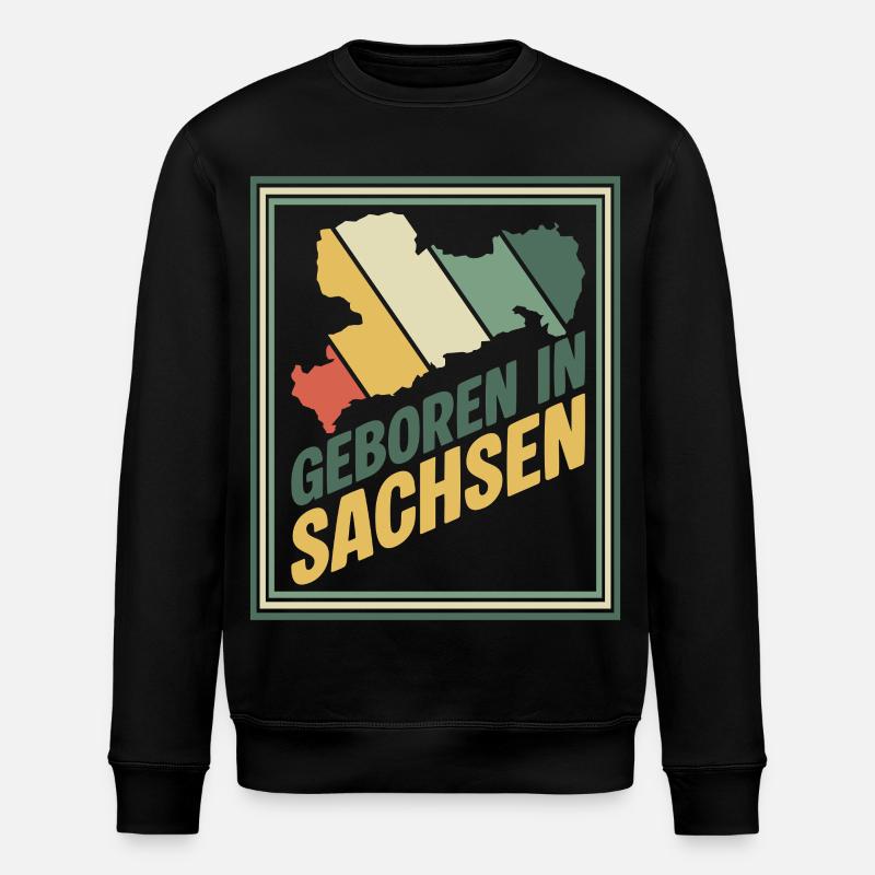 Geboren in Sachsen - Stanley/Stella Unisex Bio-Sweatshirt ROLLER - Schwarz