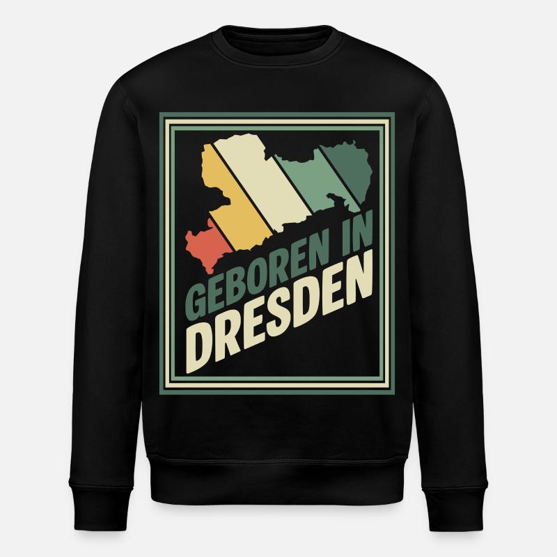 Geboren in Dresden Retro - Stanley/Stella Unisex Bio-Sweatshirt ROLLER - Schwarz