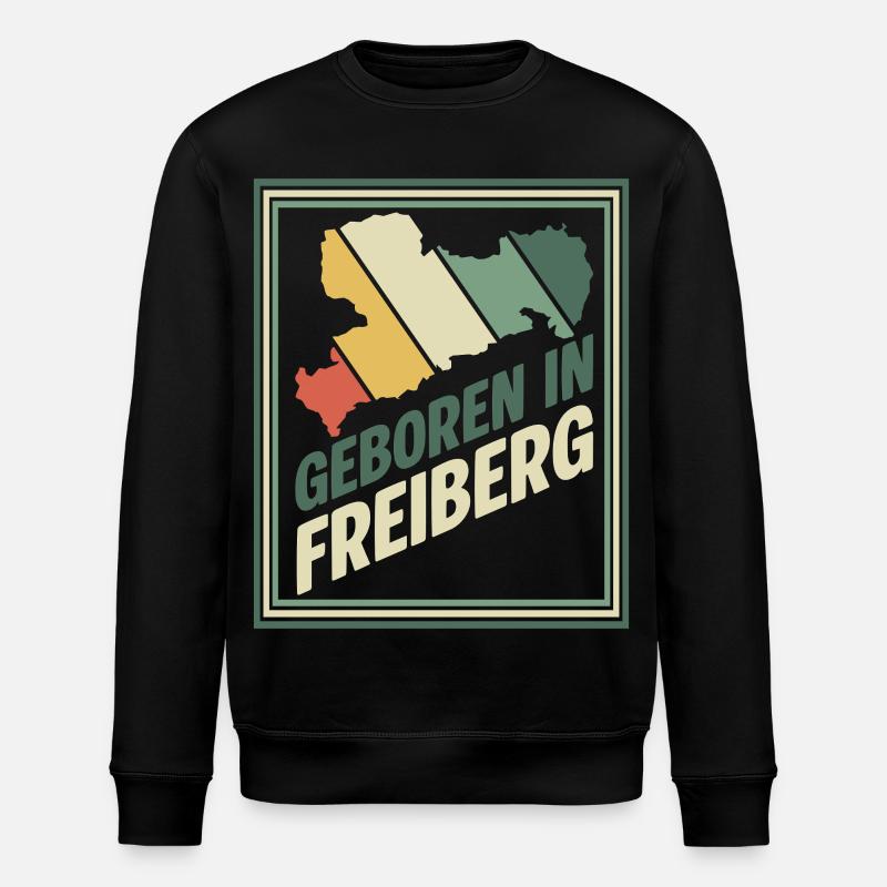Geboren in Freiberg - Stanley/Stella Unisex Bio-Sweatshirt ROLLER - Schwarz