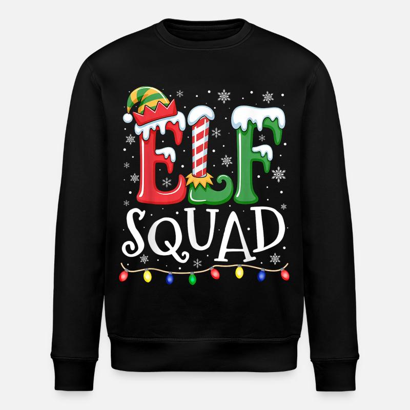 Elf Squad Christmas Cheer - Stanley/Stella ROLLER Unisex Organic Sweatshirt - black