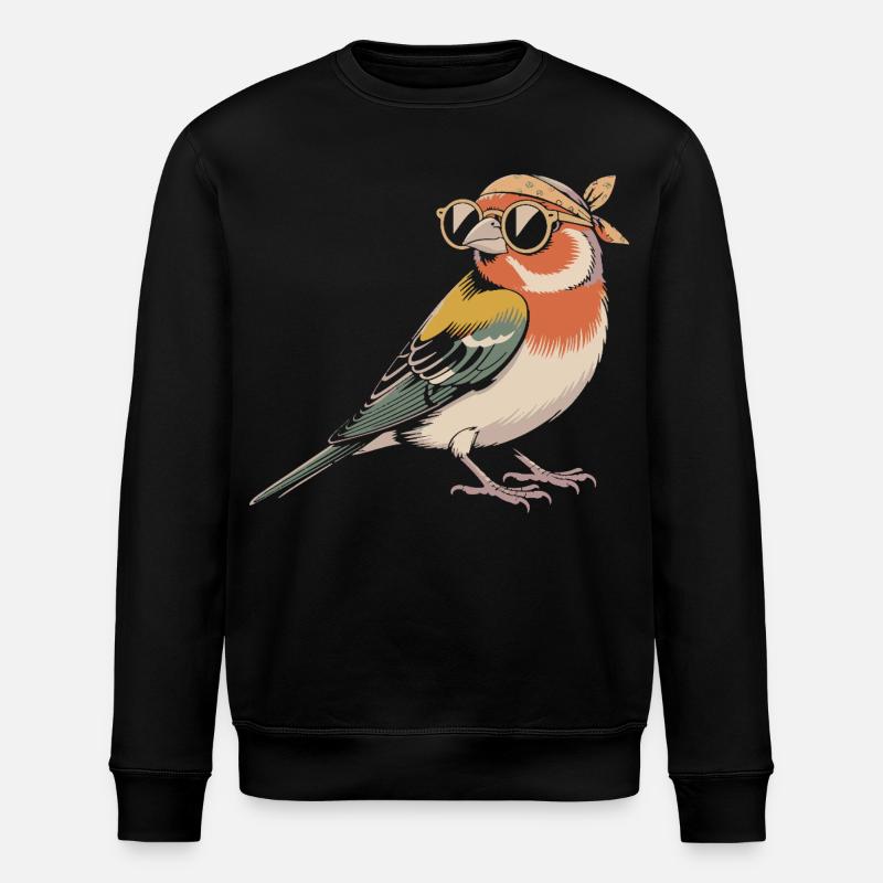 RetroVogel mit Bandana - Stanley/Stella Unisex Bio-Sweatshirt ROLLER - Schwarz
