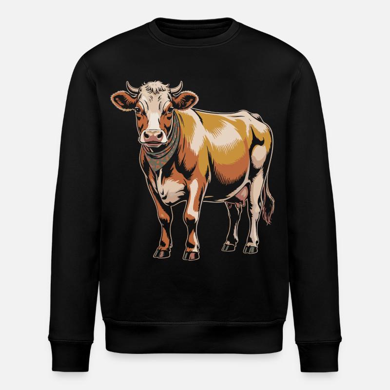 Vache avec bandana – Illustration rustique - Sweat bio ROLLER Stanley/Stella Unisexe - noir