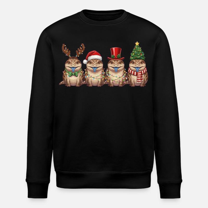 Blauzungenskink Weihnachten Lichterkette - Stanley/Stella Unisex Bio-Sweatshirt ROLLER - Schwarz