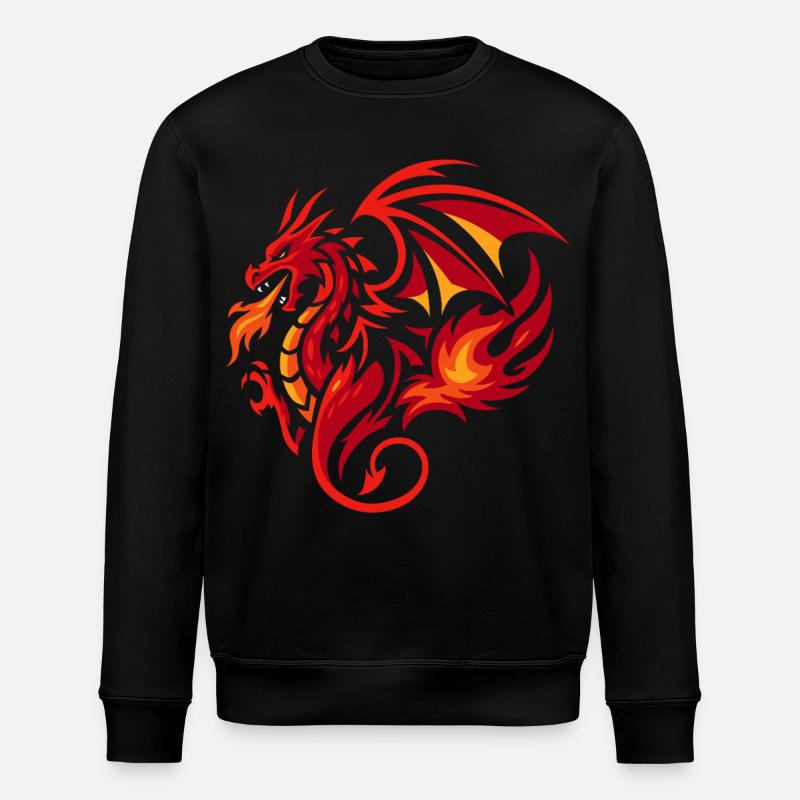 Tribal Drache Flammenrot Tattoo Stil - Stanley/Stella Unisex Bio-Sweatshirt ROLLER - Schwarz