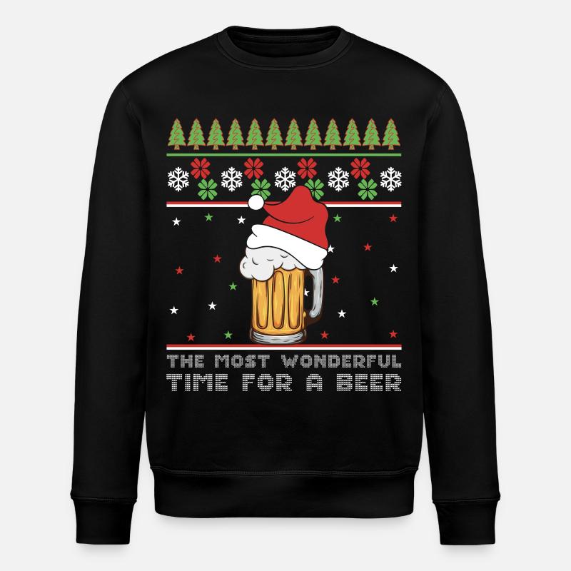 Weihnachtsbier Hässlicher Pullover Weihnachtsalkohol Hässlicher Aperitif - Stanley/Stella Unisex Bio-Sweatshirt ROLLER - Schwarz