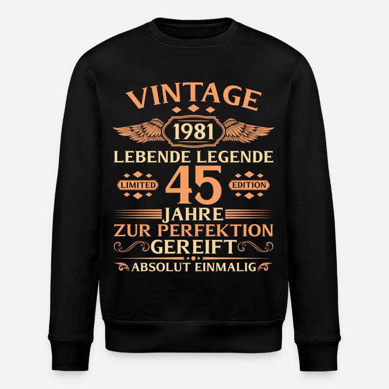 45e anniversaire Année 1981 - Sweat bio ROLLER Stanley/Stella Unisexe - noir