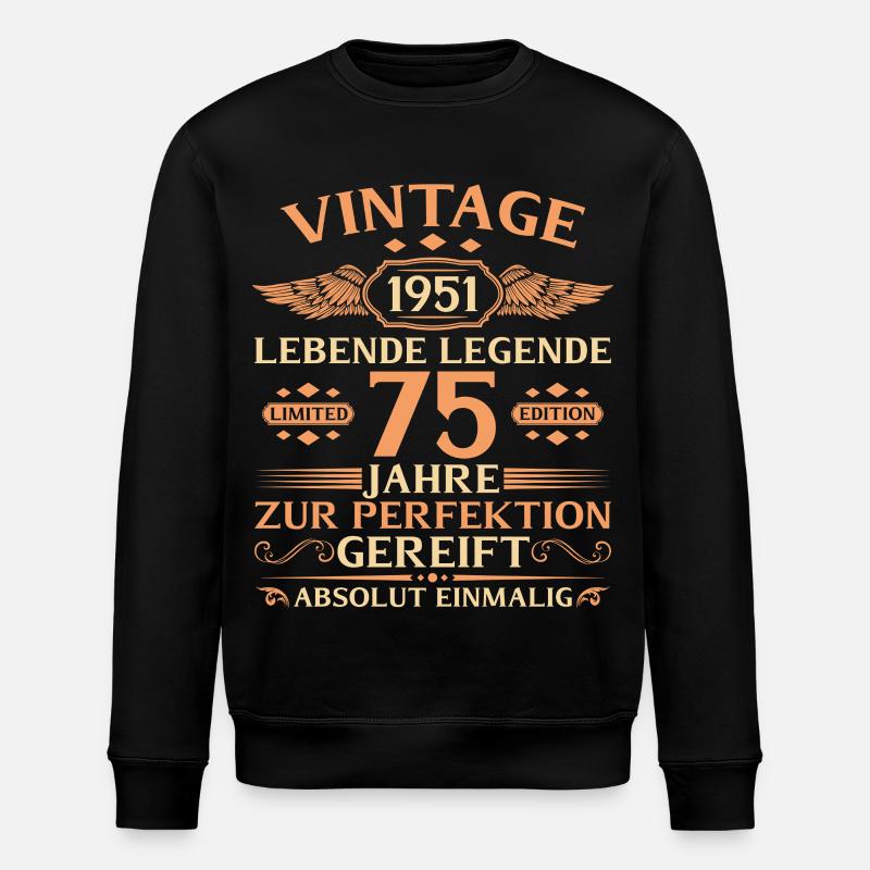 75e anniversaire Année 1951 - Sweat bio ROLLER Stanley/Stella Unisexe - noir