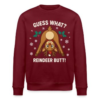 Devine quoi blague de Noël sur les fesses de renne - Sweat bio ROLLER Stanley/Stella Unisexe - bordeaux - Devant - Nik (191cm)