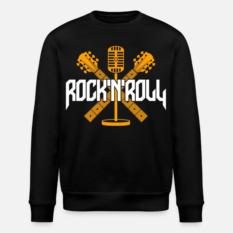 RocknRoll Microphone Crossed Guitars - Stanley/Stella ROLLER Unisex Organic Sweatshirt - black