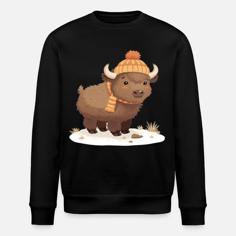 Bison d’hiver avec coiffe - Sweat bio ROLLER Stanley/Stella Unisexe - noir