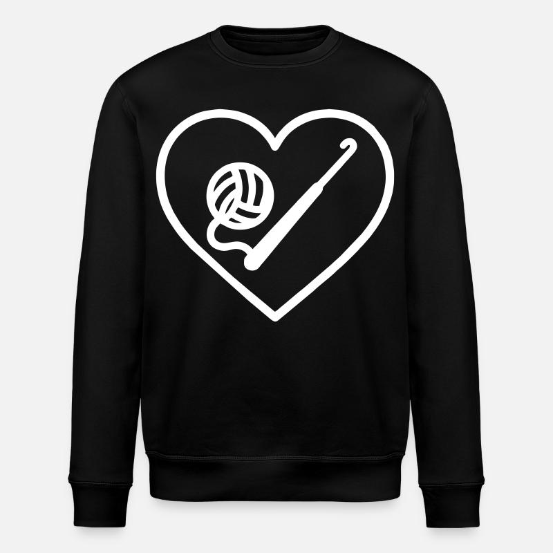 Crochet Cœur – Conception Amoureuse Artisanale - Sweat bio ROLLER Stanley/Stella Unisexe - noir