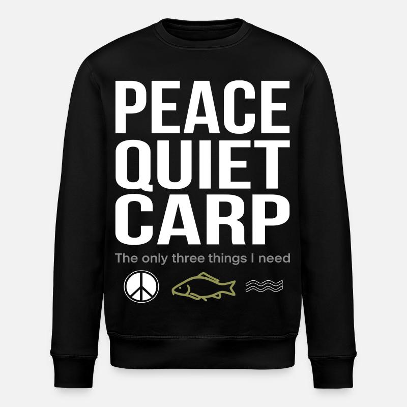 Frieden Ruhe Karpfen Angeln Spaß - Stanley/Stella Unisex Bio-Sweatshirt ROLLER - Schwarz