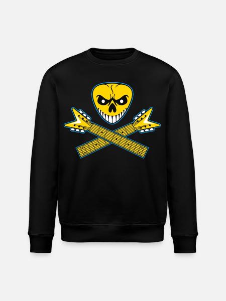 Guitar Pick Skull and Crossed Guitars - Stanley/Stella ROLLER Unisex Organic Sweatshirt - black