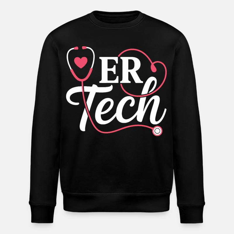 ERTech Stethoscope Heart - Stanley/Stella ROLLER Unisex Organic Sweatshirt - black