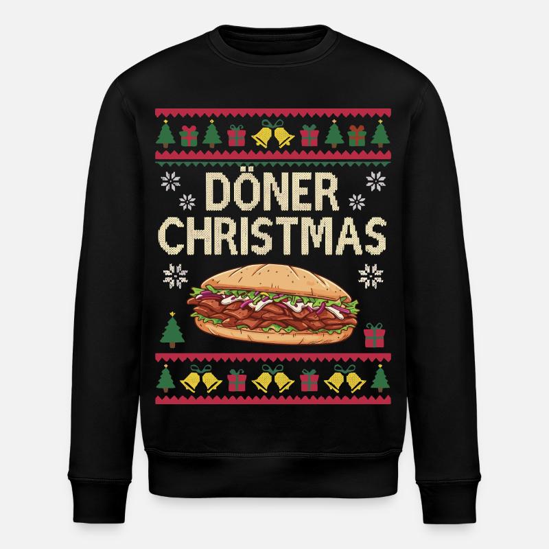 Ugly Christmas Döner Kebab Weihnachtsgeschenk - Stanley/Stella Unisex Bio-Sweatshirt ROLLER - Schwarz