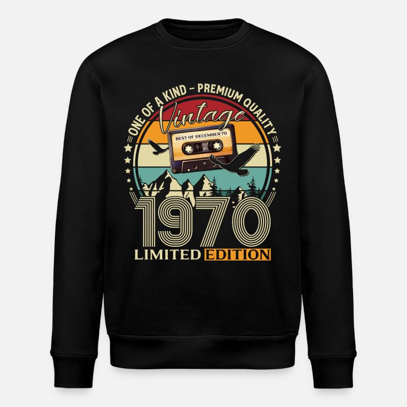 55th Birthday Cassette December 1970 - Stanley/Stella ROLLER Unisex Organic Sweatshirt - black