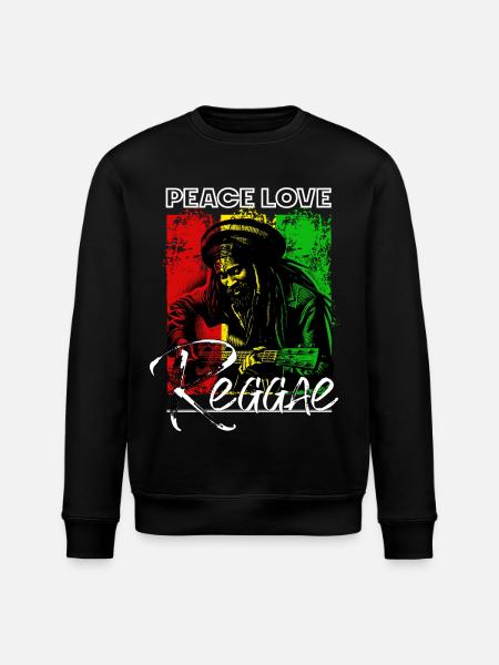 Frieden Liebe Reggae Rastafari Gitarre - Stanley/Stella Unisex Bio-Sweatshirt ROLLER - Schwarz