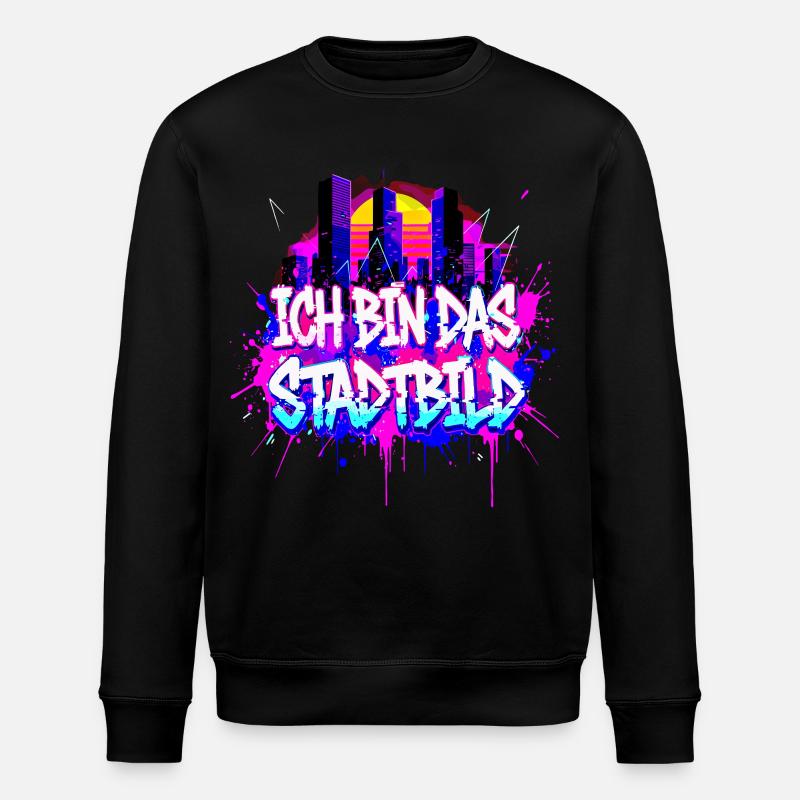 Synthwave Stadtbild - Ich Bin Das Stadtbild - Stanley/Stella Unisex Bio-Sweatshirt ROLLER - Schwarz