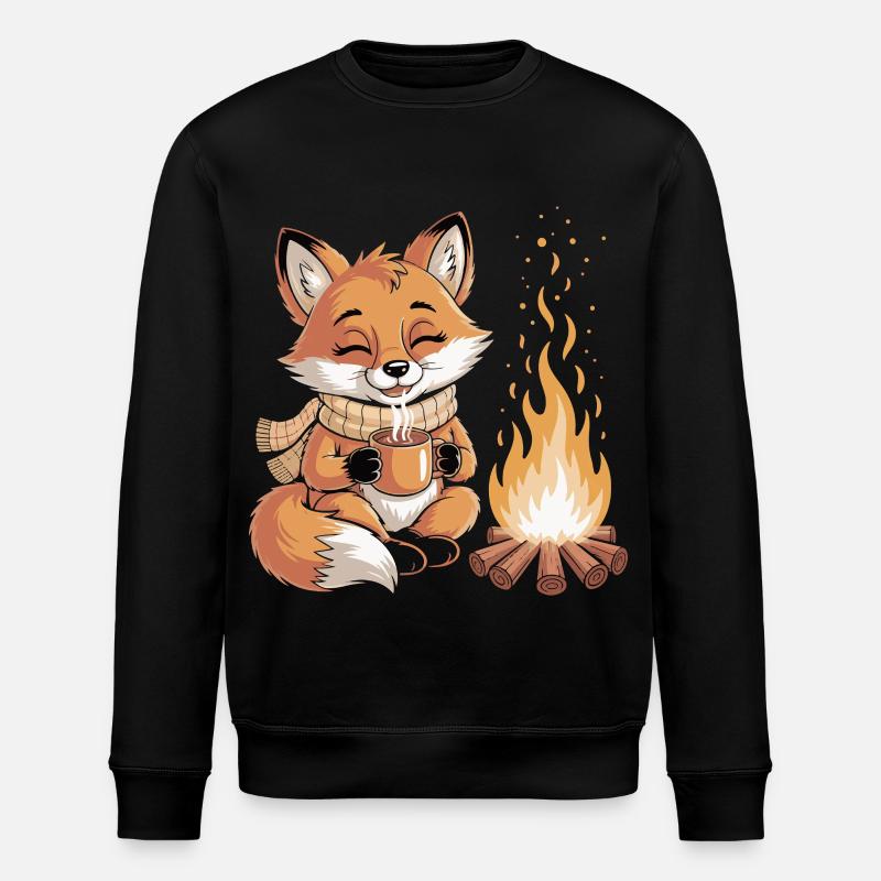 Cuddly fox at the campfire - Stanley/Stella ROLLER Unisex Organic Sweatshirt - black