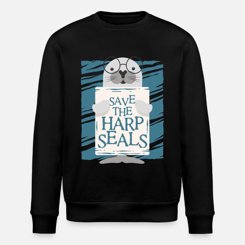 Sattelrobbe Robben Save The Harp Seals - Stanley/Stella Unisex Bio-Sweatshirt ROLLER - Schwarz