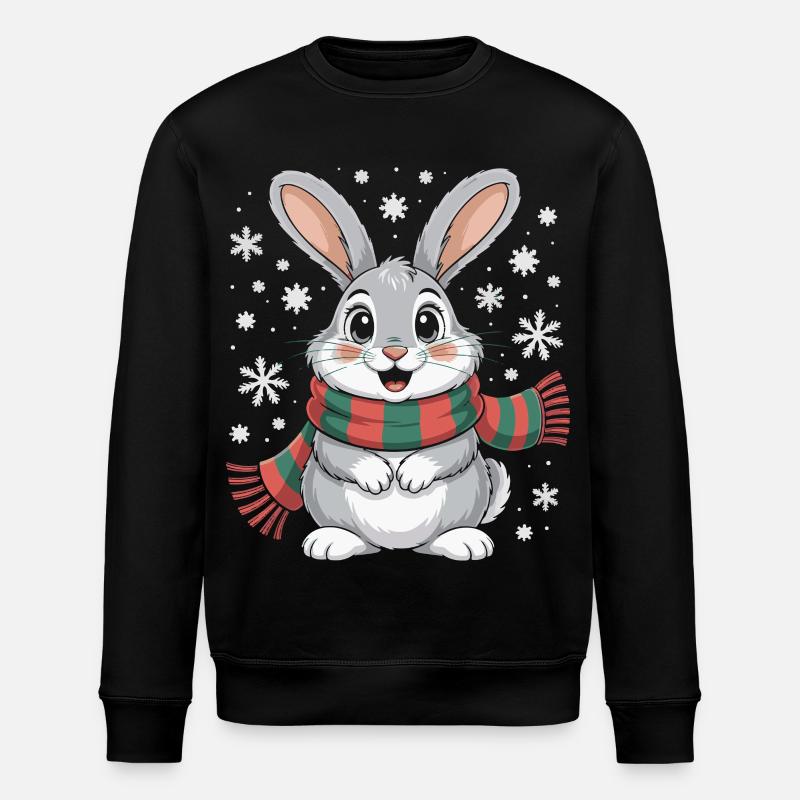Winterhase mit Schal - Stanley/Stella Unisex Bio-Sweatshirt ROLLER - Schwarz