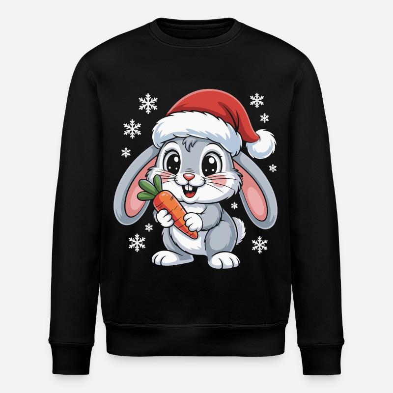 Winter bunny with carrot - Stanley/Stella ROLLER Unisex Organic Sweatshirt - black