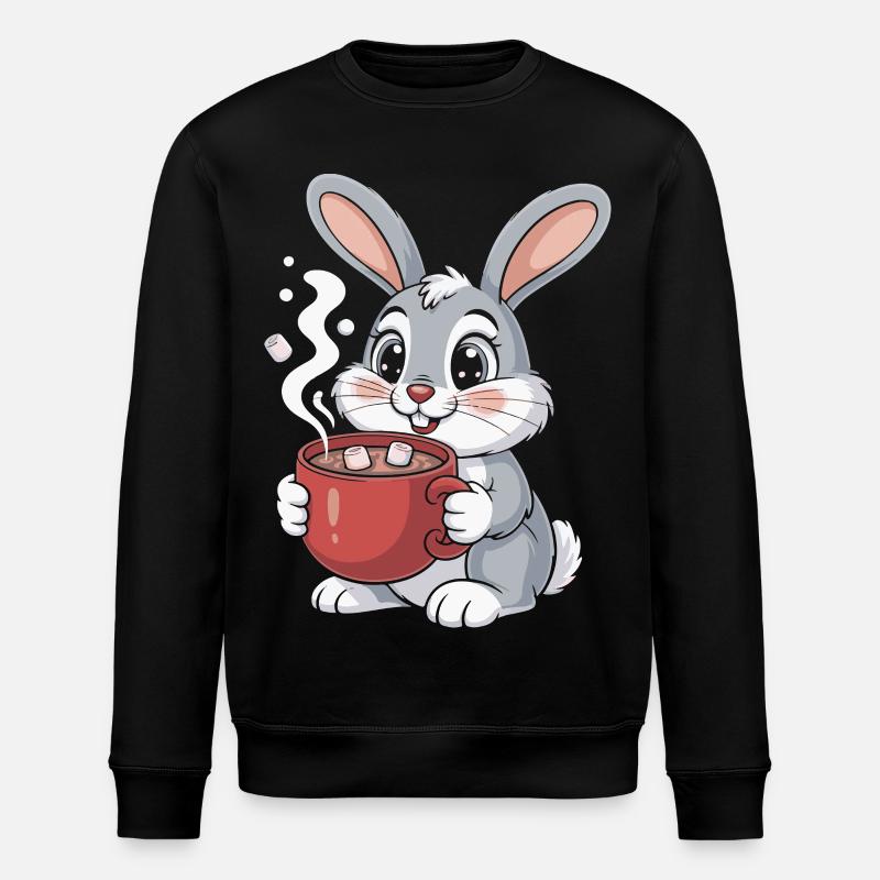 Kuschelbunny mit Kaffeebecher - Stanley/Stella Unisex Bio-Sweatshirt ROLLER - Schwarz