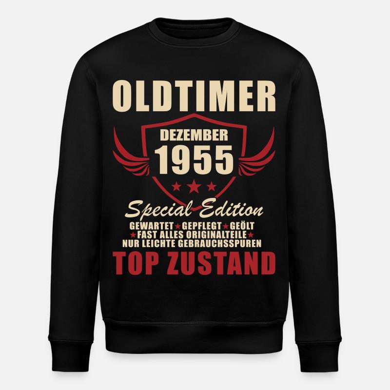 Oldtimer Dezember 1955 Special Edition - Stanley/Stella Unisex Bio-Sweatshirt ROLLER - Schwarz