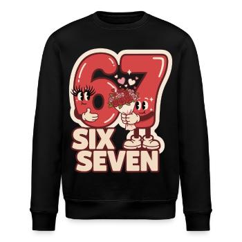 67 Six Seven meme Valentinstag Lustig Geschenk - Stanley/Stella Unisex Bio-Sweatshirt ROLLER - Schwarz - Vorne - Nik (191cm)