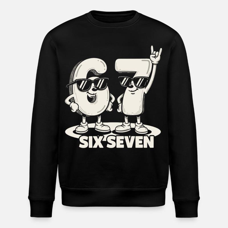 67 Six Seven meme 6 7 - Retro rockmusikk gave - Stanley/Stella ROLLER økologisk unisex-sweatshirt - svart