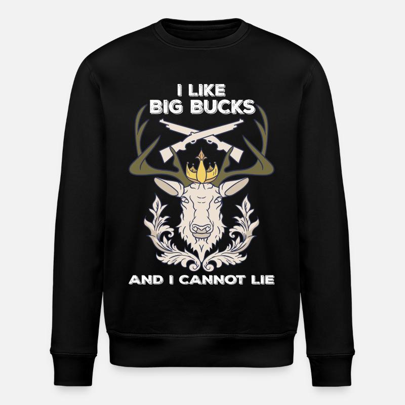 Crown Moose with Rifles Saying - Stanley/Stella ROLLER Unisex Organic Sweatshirt - black