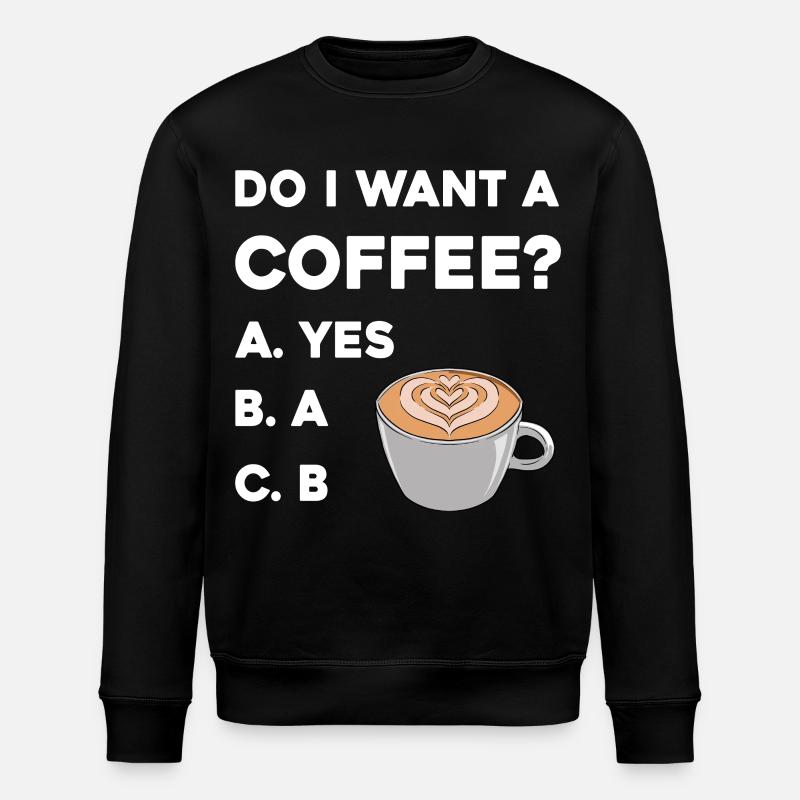 Kaffeefrage Latteherz - Stanley/Stella Unisex Bio-Sweatshirt ROLLER - Schwarz
