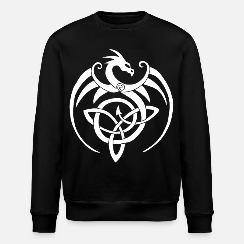 Dragon blanc et symbole celte - Sweat bio ROLLER Stanley/Stella Unisexe - noir