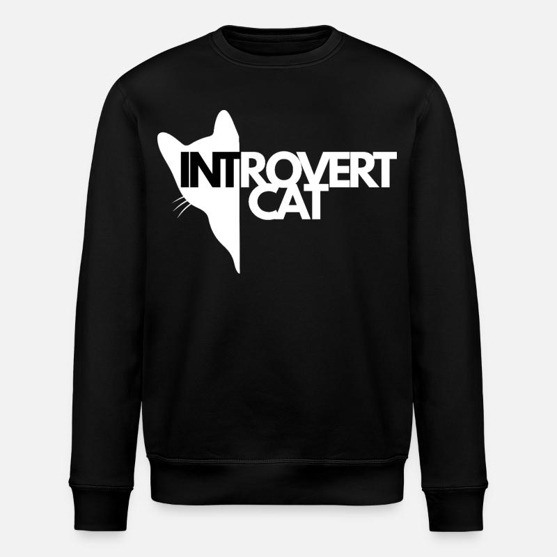 Chat Introverti Silhouette Contrastée - Sweat bio ROLLER Stanley/Stella Unisexe - noir