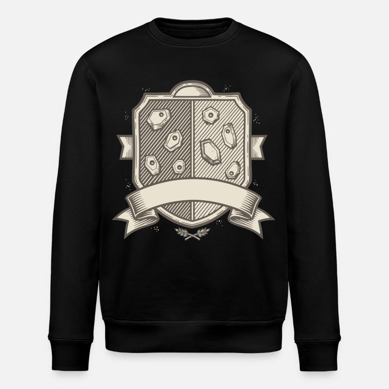 Rock Climbing Crest Badge Design Shield - Stanley/Stella ROLLER Unisex Organic Sweatshirt - black
