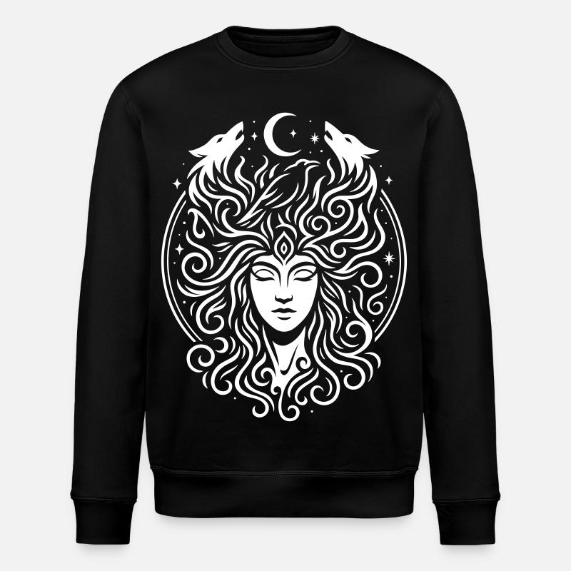 Rauhnächte Lichtpercht with Direwolves & Moon - Stanley/Stella ROLLER Unisex Organic Sweatshirt - black