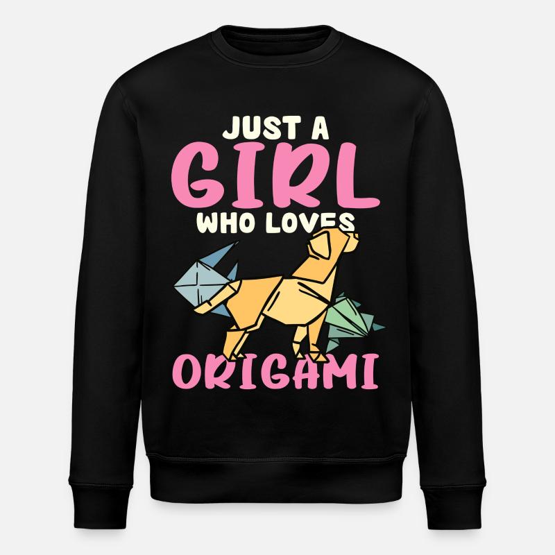 Nur ein Mädchen liebt Origami - Stanley/Stella Unisex Bio-Sweatshirt ROLLER - Schwarz