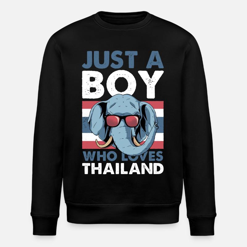 Elephant Loves Thailand TShirt - Stanley/Stella ROLLER Unisex Organic Sweatshirt - black