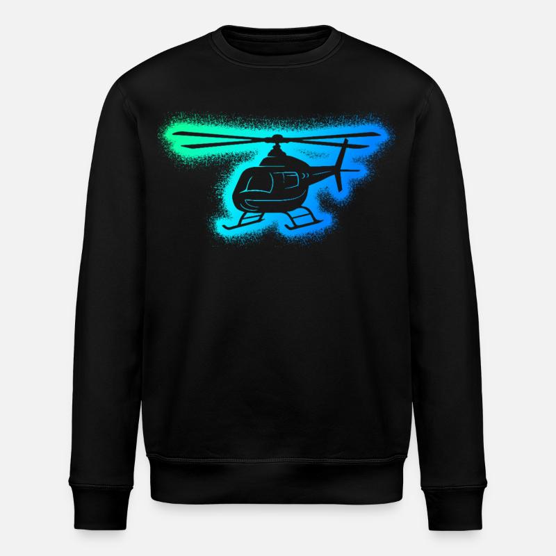 Helikopter Pilot Kinder Jungen Herren Hubschrauber - Stanley/Stella Unisex Bio-Sweatshirt ROLLER - Schwarz