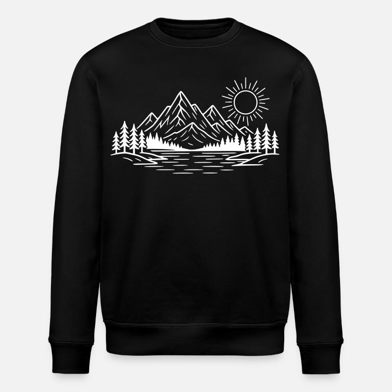Berge Natur Wald - Stanley/Stella Unisex Bio-Sweatshirt ROLLER - Schwarz